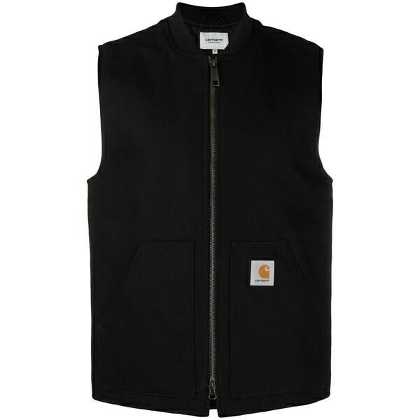 鉄道車両ハート型 メンズ 厚地の外套 アウター Logo-patch zipped vest Black