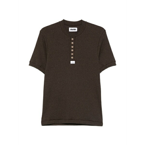 マリアーノ メンズ ティーシャツ トップス Button-placket t-shirt Brown
