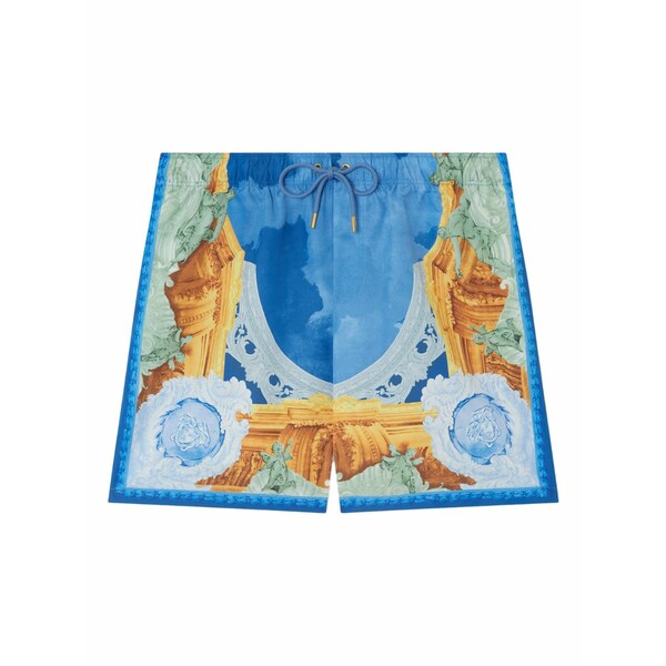 ヴェルサーチ メンズ 心地よいズボン下 ボトムス Printed swim shorts Blue