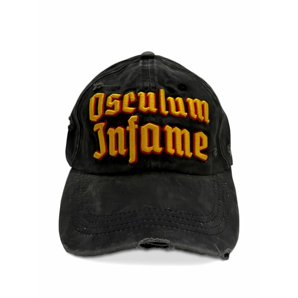 ダガー メンズ 鳥打ち帽 付属物 Distressed-effect baseball cap Black