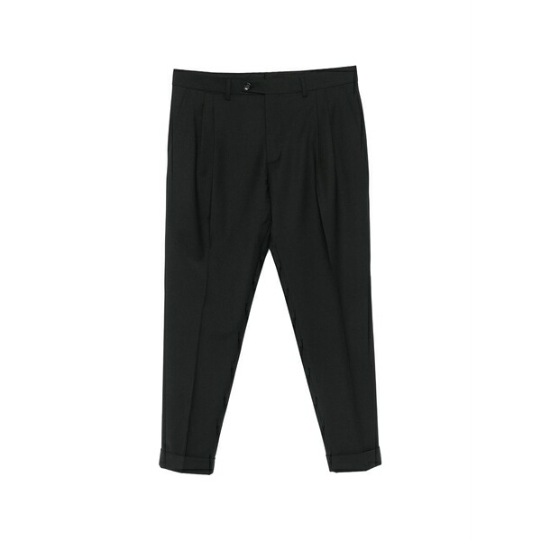 ビーエイブル メンズ 心地よいズボン下 ボトムス Pleated turn-up trousers Black