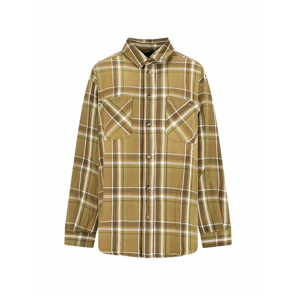 デスティン レディース プルオーバー トップス Check-pattern chest-pocket shirt Brown