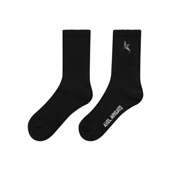 アクセルアリガト メンズ ソックス アンダー御召しもの Logo-embroidered crew socks Black