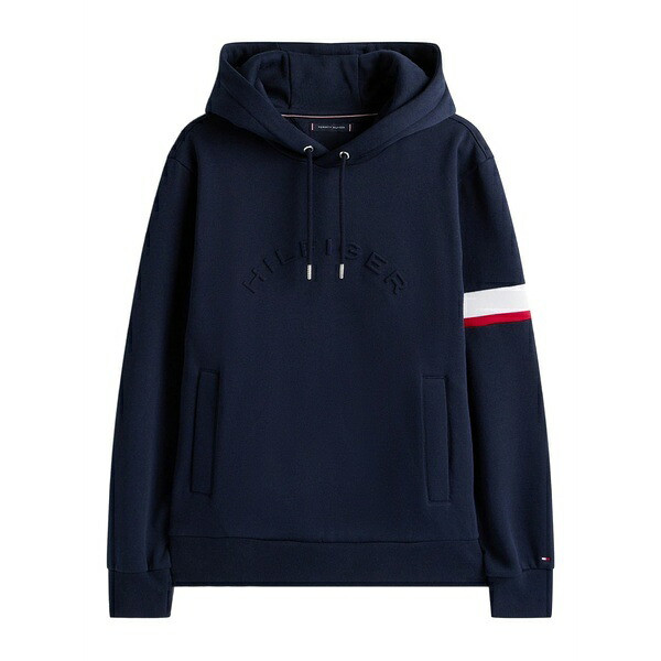 トミー ヒルフィガー メンズ パーカー・スウェットシャツ アウター Logo stripe hoodie Blue