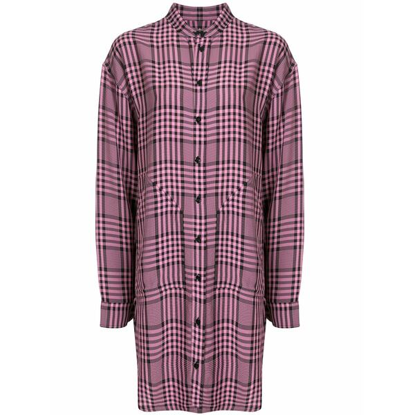 コルヴィル レディース プルオーバー トップス Asymmetric hem checked shirt Pink