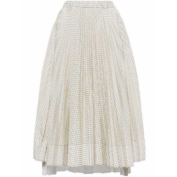 プランシー レディース スコート ボトムス Grid-pattern taffeta MIDI skirt White