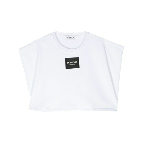 ドンダップ レディース プルオーバー トップス Logo-patch cropped top White