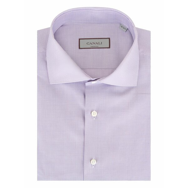 カナーリ メンズ シャツ トップス Grid-pattern shirt Purple|asty