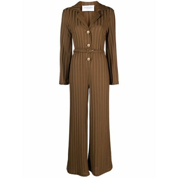 ビクターアンドロルフ レディース 衣裳 トップス Ribbed-knit cotton jumpsuit Brown