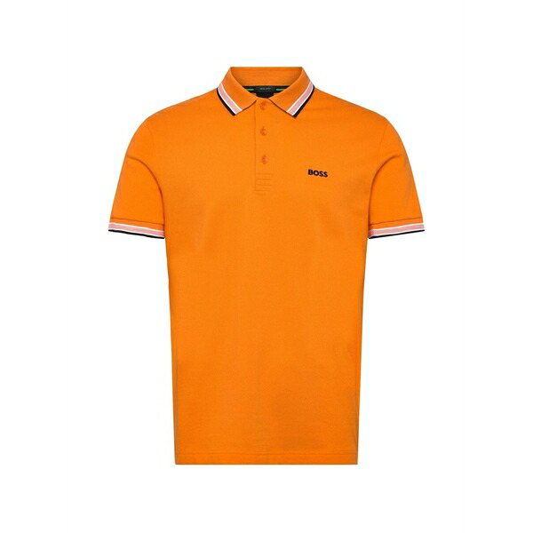 主任者 メンズ スポーツシャツ トップス Striped trim polo Orange
