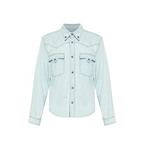 ヴェルサーチ メンズ プルオーバー トップス Western-style button-down denim shirt Blue