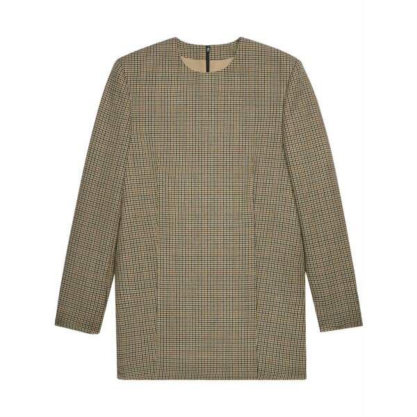 意中の女 レディース 衣裳 トップス Check-print long-sleeve minidress Neutrals