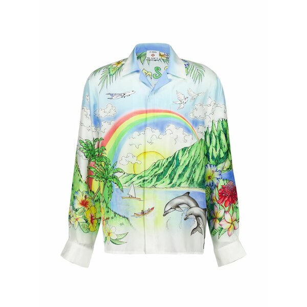 カサブランカ メンズ プルオーバー トップス Aloha long-sleeve shirt White