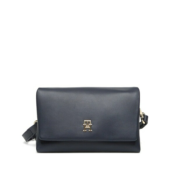 トミー ヒルフィガー レディース ショルダーバッグ 御徒面子 Logo-plaque foldover cross body bag Blue