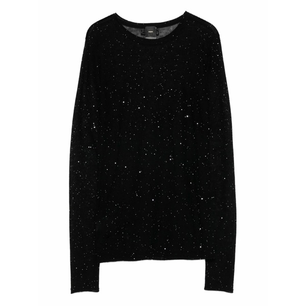 ピンコ レディース ティーシャツ トップス Glitter-embellished long-sleeve top Black