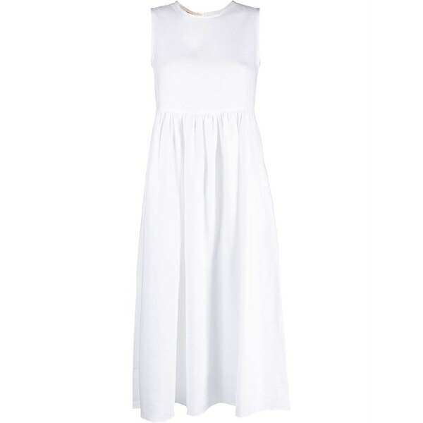 ブランカ ヴィータ レディース 衣裳 トップス Pleated sleeveless linen MIDI dress White