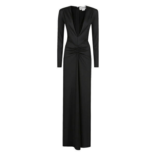 ヴィクトリア ベッカム レディース 衣裳 トップス Plunge-neck gathered maxi dress Black