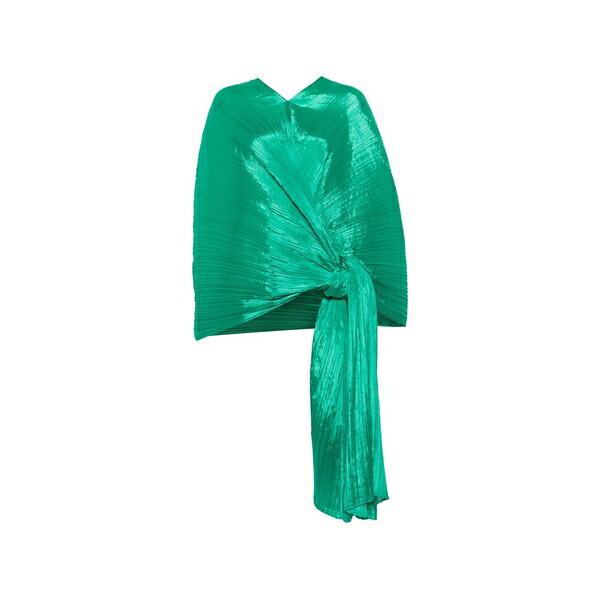 筋目 プリーズ イッセイ ミヤケ レディース プルオーバー トップス Knot-detail pleated blouse Green