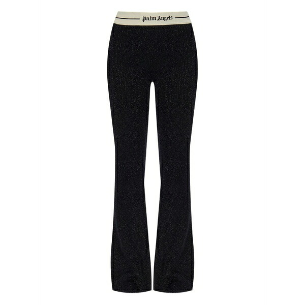 パーム・エンジェルス レディース 心地よいズボン下 ボトムス Logo-waistband flared trousers Black
