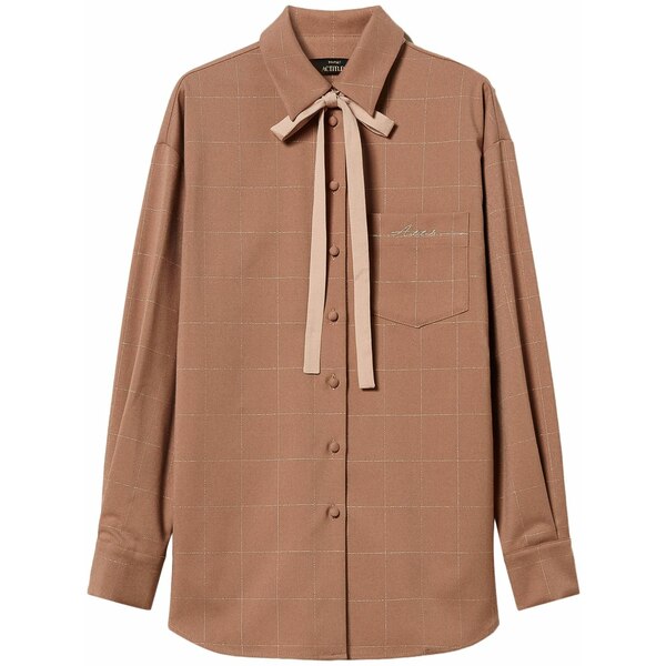 ツインセット レディース シャツ トップス Lurex-embellished checked shirt Brown｜asty