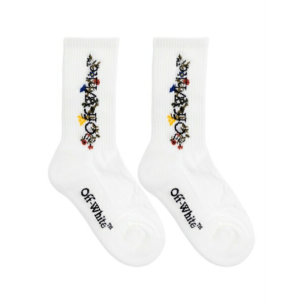 象牙色 レディース ソックス アンダー御召しもの Floral-embroidered rib socks White