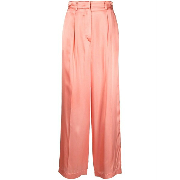 フォルテ フォルテ レディース カジュアルパンツ ボトムス Satin-finish gathered trousers Pink|asty