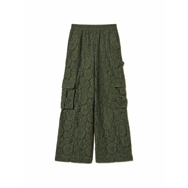 ツインセット レディース カジュアルパンツ ボトムス Floral-lace palazzo pants Green｜asty
