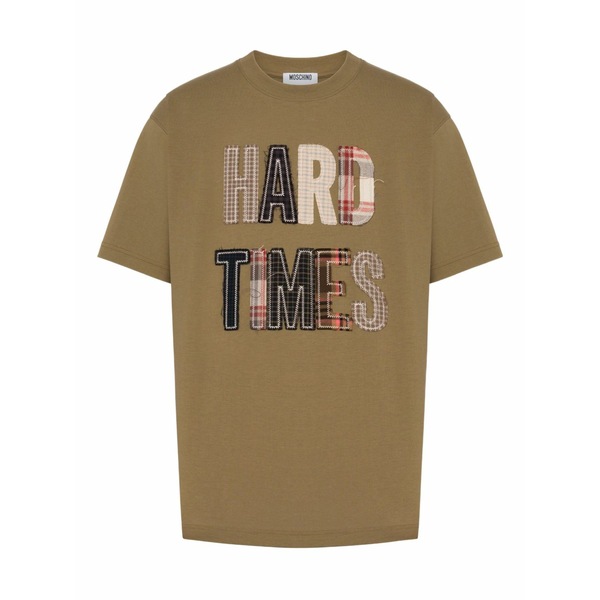 モスキーノ メンズ ティーシャツ トップス Slogan print-print cotton t-shirt Green トップス-Tシャツ・カットソー-メンズファッション