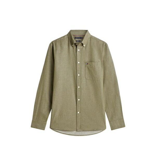 トミー ヒルフィガー メンズ プルオーバー トップス Button-up long-sleeve shirt Green