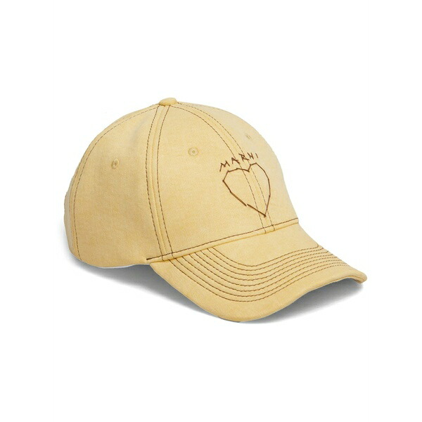 マルニ メンズ かぶり笠 佩び物 Logo-embroidered baseball cap Yellow