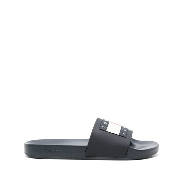 トミーヒルフィガー メンズ サンダル シューズ Raised-logo open-toe slides Blue