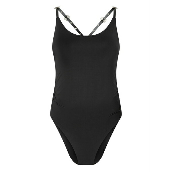 ピンコ レディース カットソー トップス Ring-detail strappy bodysuit Black｜asty