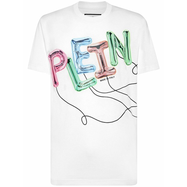 フィリッププレイン メンズ Tシャツ トップス Logo-print cotton t-shirt White｜asty