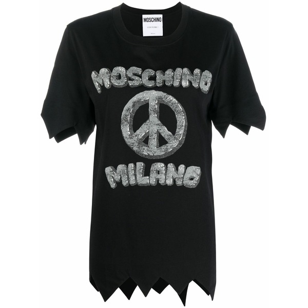 モスキーノ レディース プルオーバー トップス Logo-print detail t-shirt Black