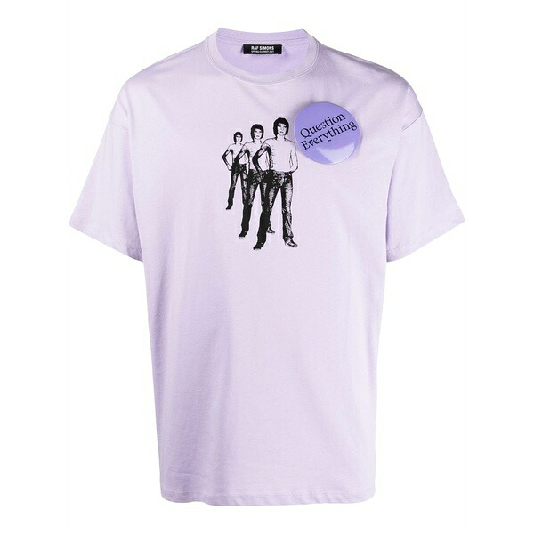 ラフ・シモンズ メンズ プルオーバー トップス Question everything badge-detail t-shirt Purple