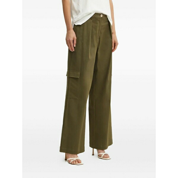 リュージョー レディース 心地好いズボン下 ボトムス Pleated-front cargo trousers Green