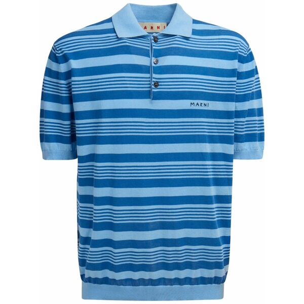 マルニ メンズ スポーツシャツ トップス Mixed stripe polo shirt Blue