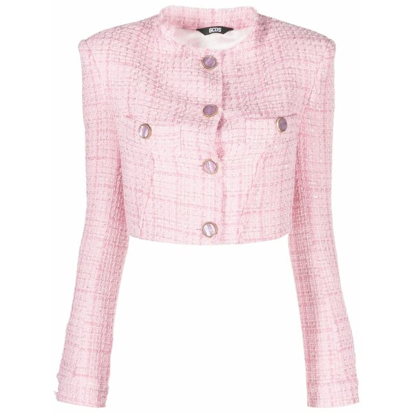 ジーシーディーエス レディース 上衣＆上衣 アウター Button-up cropped tweed jacket Pink