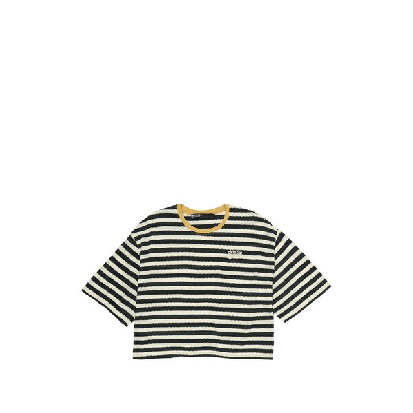 ビンバ イ ローラ レディース Tシャツ トップス Logo-embroidered striped t-shirt Black|asty