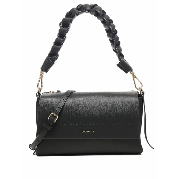 コチネレ レディース ショルダーバッグ 御徒面子 Braided-handle leather shoulder bag Black