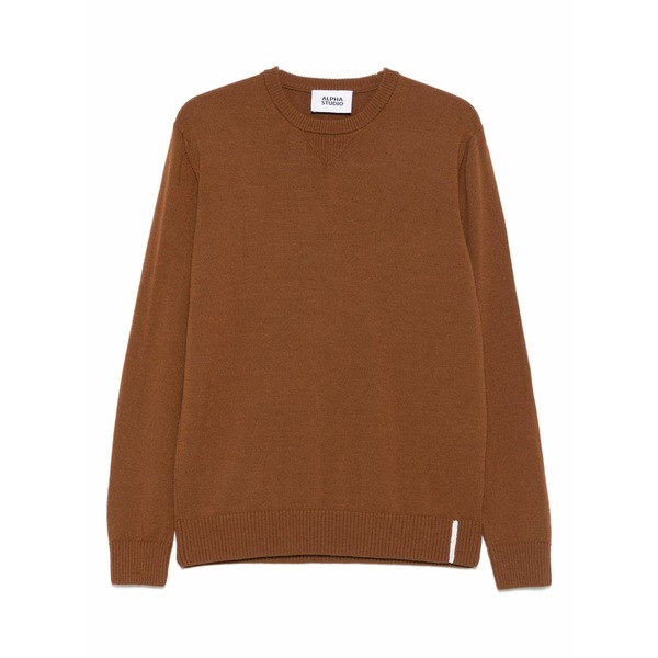 アルファス テューディオ メンズ ニット&セーター アウター Crew-neck wool sweater Brown｜asty