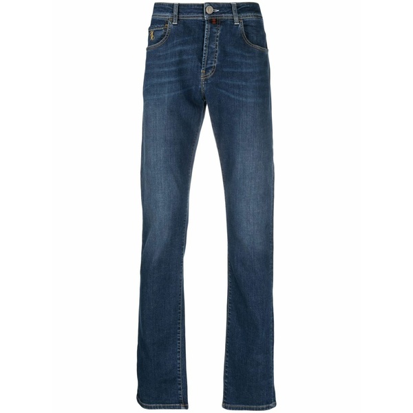 ビリオネア メンズ デニムパンツ ボトムス Logo-patch straight-leg jeans Blue｜asty