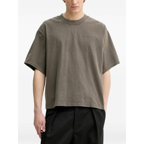 ウォンハンドレッド メンズ Tシャツ トップス Embroidered-detail t-shirt Brown｜asty