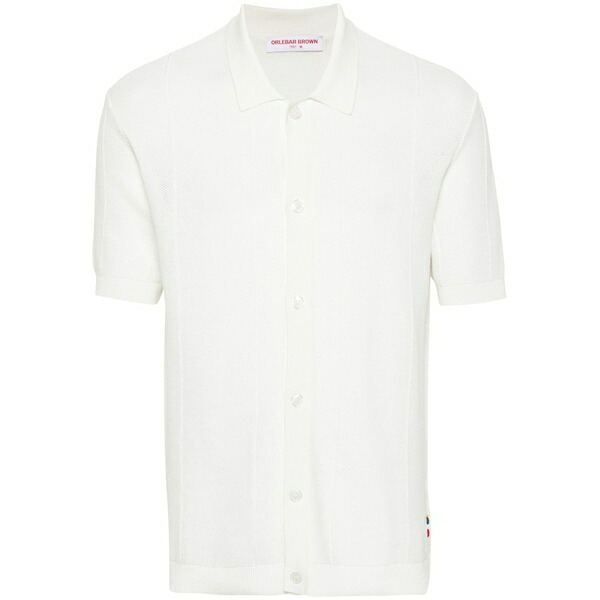 オールバー ブラウン メンズ シャツ トップス Tiernan knitted shirt White｜asty