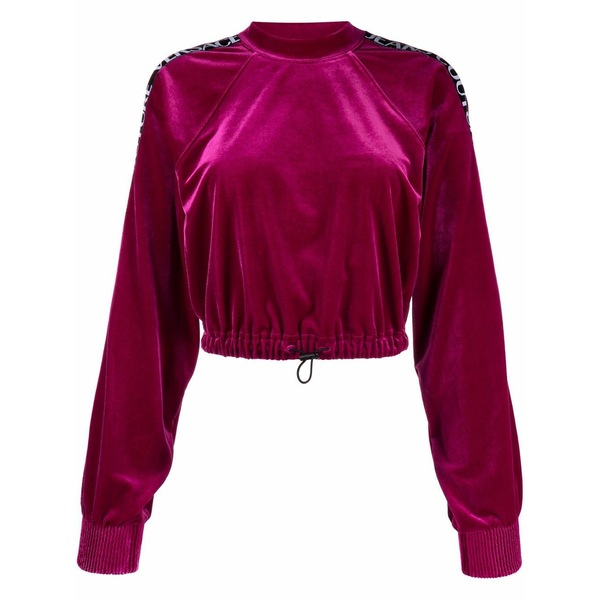 呼びりん探し回る レディース 編み物\u0026スウェーター アウター Logo-trim velour sweatshirt Pink
