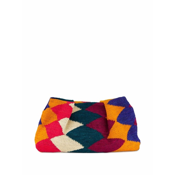 センシースタジオ レディース クラッチペダル御徒面子 御徒面子 Sisal diamond-patterned clutch bag Yellow