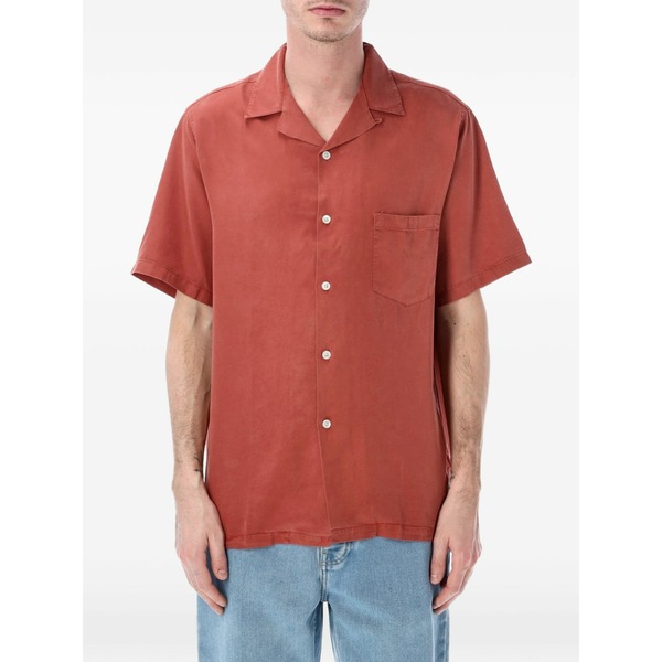ポルチギーフランネル メンズ シャツ トップス Dogtown pocket short-sleeve shirt Red|asty