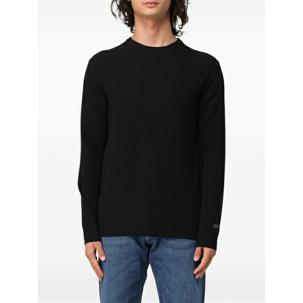 毛糸 分限者 メンズ 編み物\u0026プルオーバー アウター Crew-neck lambswool sweater Black