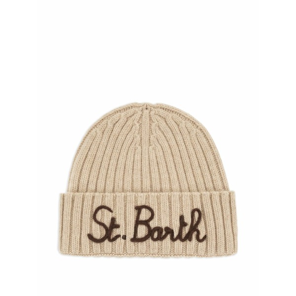 エムシーツーセイントバース メンズ 鳥打ち帽 付属物 Wengen ribbed beanie hat Neutrals