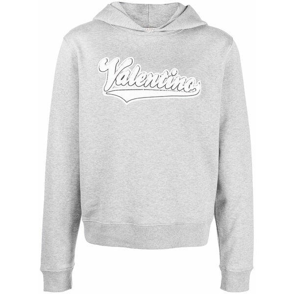 ヴァレンティノ ガラヴァーニ メンズ パーカー・スウェットシャツ アウター Embroidered logo patch hoodie Grey
